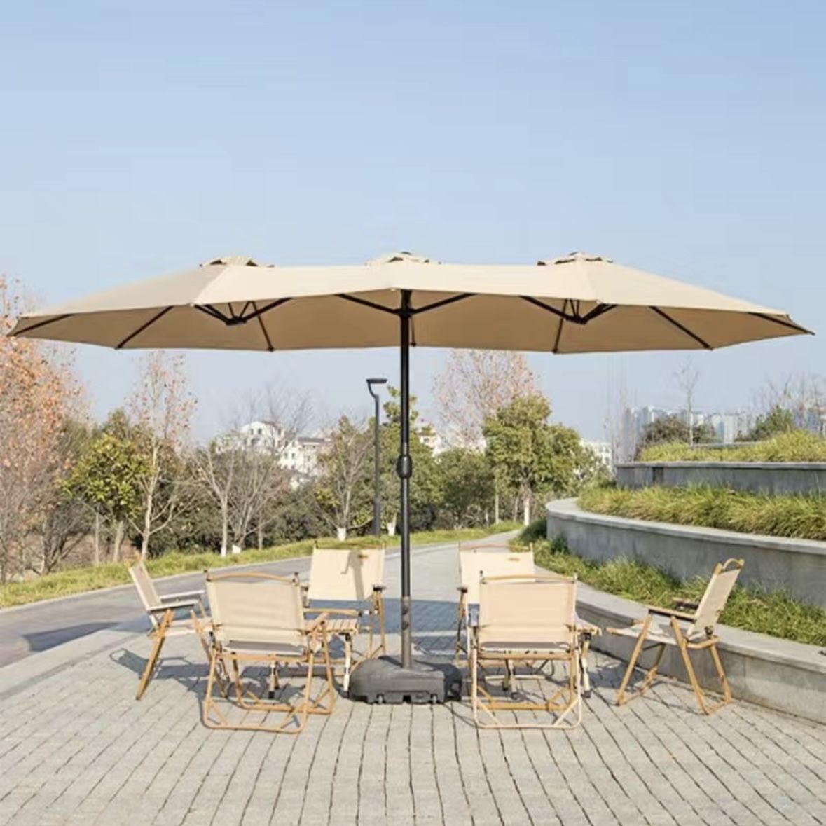 Terrace park outdoor center column umbrella villa balcony parasol…