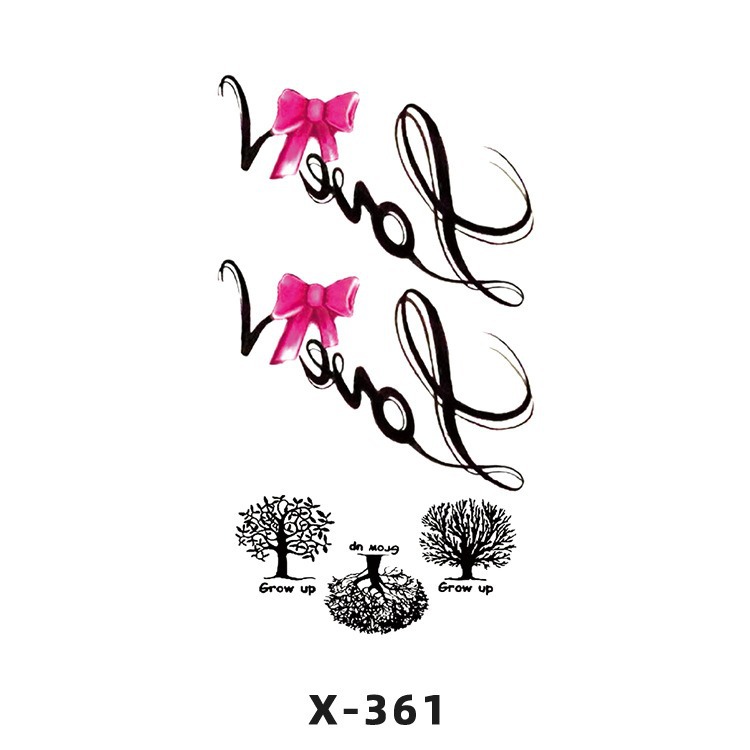 Arco de flor pequeña pegatinas de tatuaje fresco 3D dibujos animados transfronterizo Henna rosa impermeable texto en inglés pegatinas de tatuaje