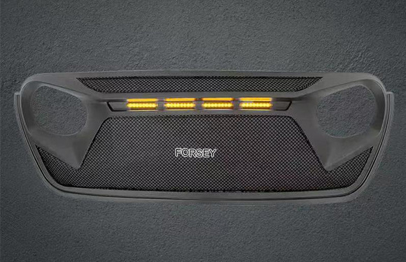 Suitable for 2018+ Jeep Wrangler JL front grille with lights, front bumper center mesh