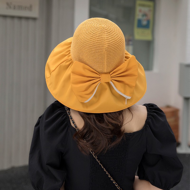 Hepburn Stil Damen Strohhut Mit Schleife Für Den Sonnenschutz_voghion.com