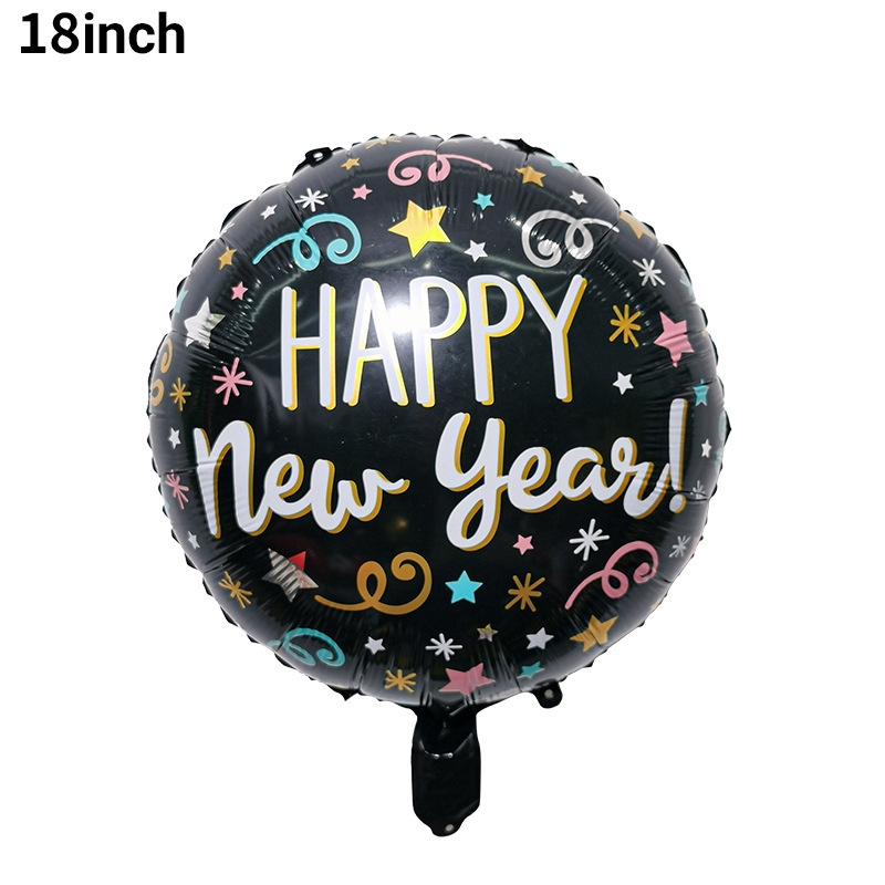 Decoración de fondo de Año Nuevo, globos de aluminio, marco de fotos con botella de FELIZ AÑO NUEVO, decoración de fiesta, arreglo de globos