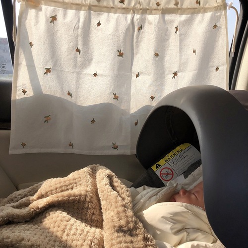 ins Korean car curtain embroidery sunshade sunscreen insulation cotton suction cup anti-UV baby sunscreen curtain