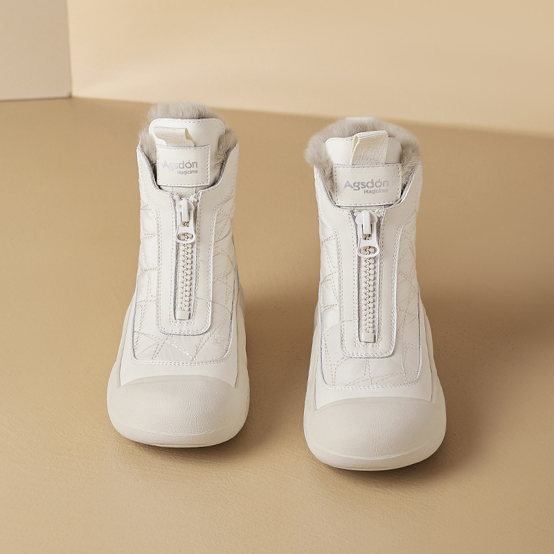 Botas de nieve para mujeres 2025 nuevas botas de invierno de terciopelo gruesas Martin al aire libre zapatos de algodón blanco grueso