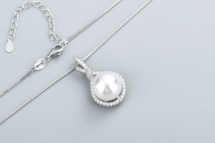 Korean version inlaid full diamond zircon pearl pendant imitation natural pearl necklace fashion jewelrypicture5
