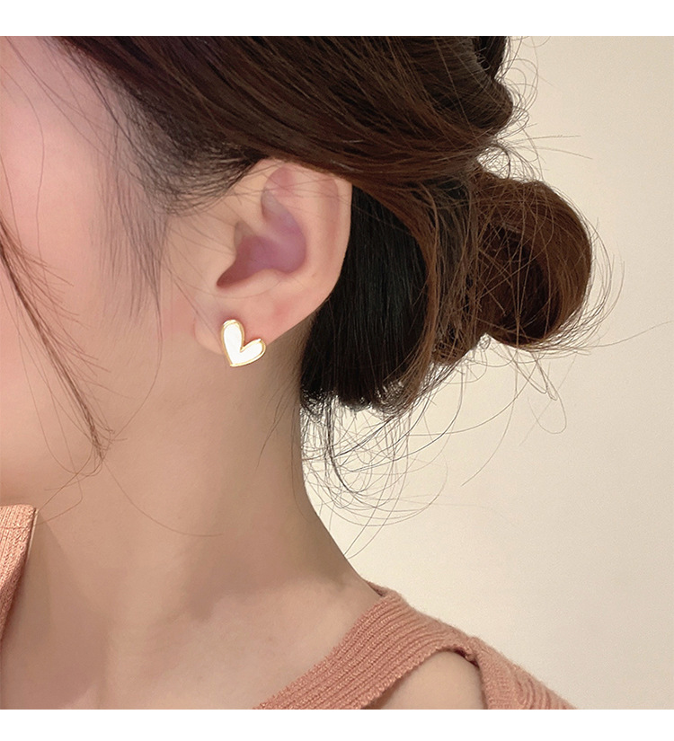 Women'S Gender 1 Pair Simple Style Heart Shape Alloy Enamel Women's Ear Studs