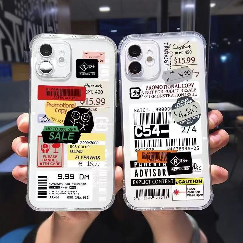 Etiquetas en inglés para iphone16promax funda para teléfono móvil transparente Apple 15 anti-caída 14pro Europa y América 13/12