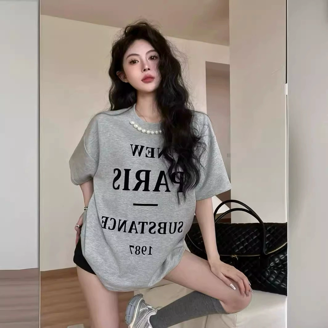 Футболка oversize American style, круглый ворот, летний повседневный крой