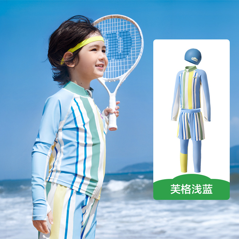 KK Tree Traje de baño profesional para niños de manga larga para niños y niñas Pantalones de baño divididos Protector solar Traje para niños de mediana edad