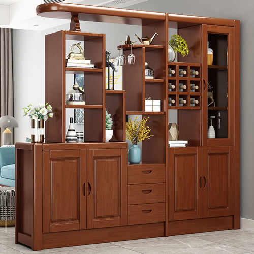 Chinese style solid wood hall cabinet, simple modern multi-specification wine cabinet, living room storage cabinet, functional partition entrance cabinet wholesale
