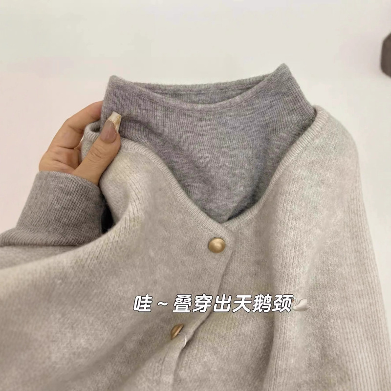质感心动！高级感单排扣毛衣马甲女叠穿针织打底衫秋冬氛围感套装|undefined