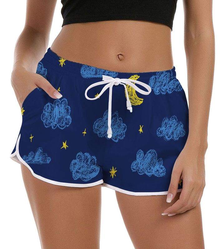夏アマゾン AliExpress カジュアルクラウドスタースイート 3D デジタルプリントレディースショーツ温泉ビーチパンツ|undefined