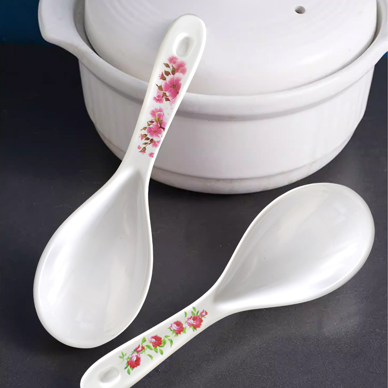 Thickened Melamine Rice Spoon, Imitation Porcelain Rice Spoon, Plastic Rice Spoon, Rice Serving Spoon, Rice Scooping Spoon, Goods for Dollar Stores