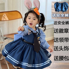 ウサギの警察官の服の子供の秋冬のハロウィンのcos服の狂ったジュディロリータの女の子の王女のスカートのショー