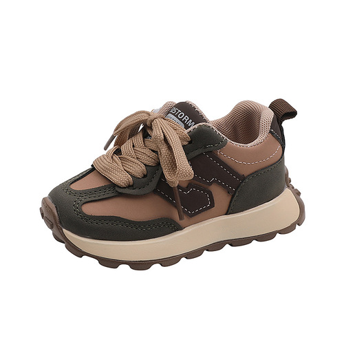 Spring children's shoes wholesale boys' leather anti-kick sneakers 1-6 years old girls' soft-soled dad shoes wholesale