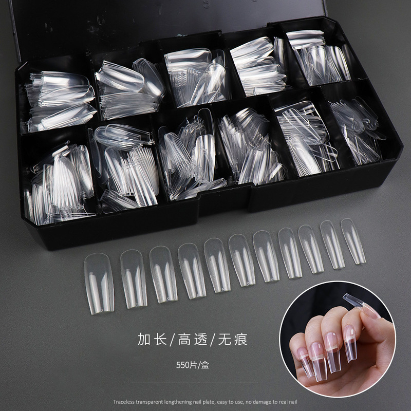 Nail Patch Transparent Extended Square 550 Pieces Boxed Patch Full Patch Seamless Flat Head Square Head Nail Full Size Fake Nails Nail Patch Transparent Extended Square 550 Pieces Boxed Patch Full Patch Seamless Flat Head Square Head Nail Full Size Fake Nails
