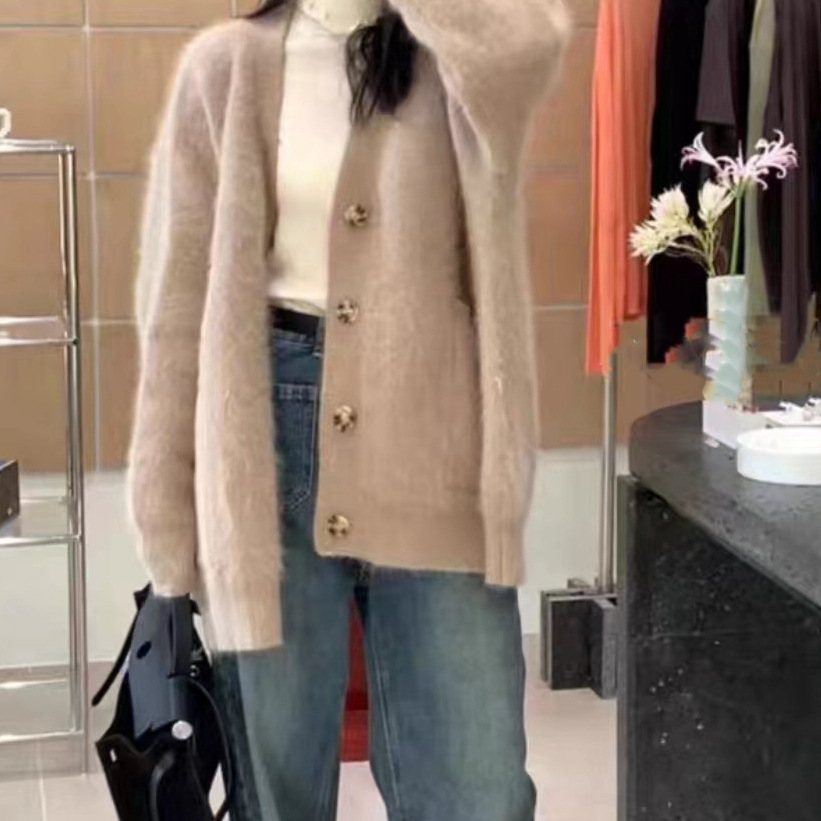 24 Dongpuyuan estilo de moda coreano nuevo abrigo suave pegajoso calentamiento suelto viento perezoso imitación de visón tejido