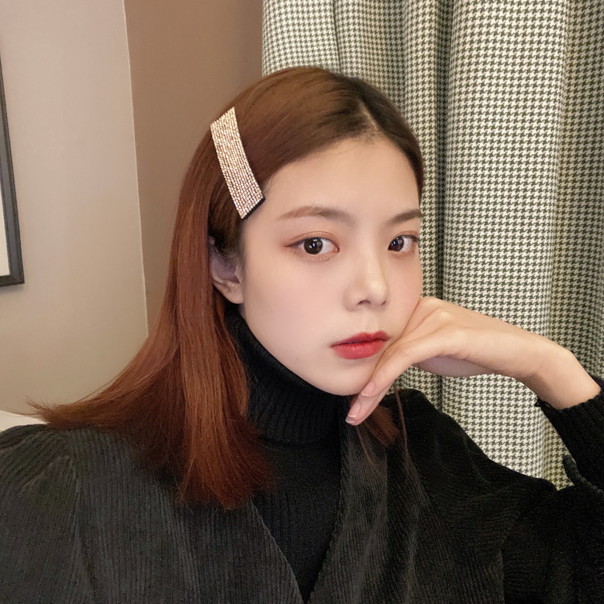 Korean Edition Hairdressing Rhinestone BB Large colour Liuhaijia rectangle Edge clamp Top clamp Hairpin Full bore Broken hair Clamp