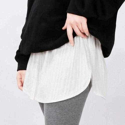 Pullover base layer for layering, covering the buttocks, half-body false hem skirt for women, suitable for spring and winter, denim.