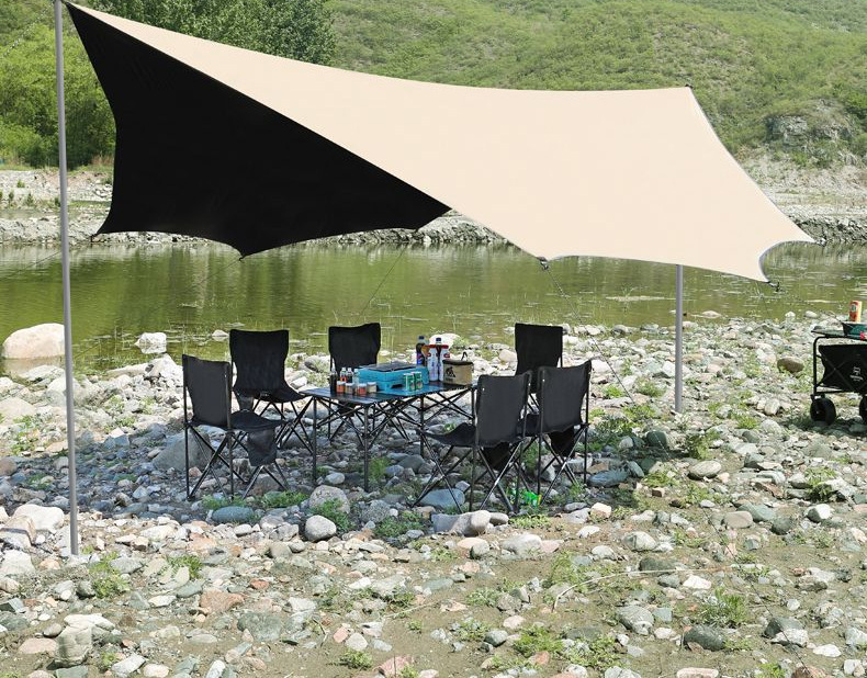 Explorer Outdoor Camping Sunshade Canopy, Black Vinyl Canopy with Sun Protection Coating, Rainproof Large Canopy for Camping