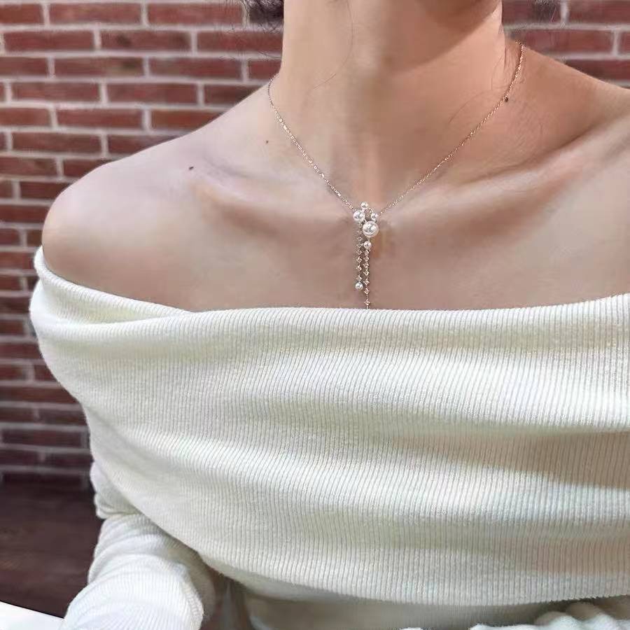 正品天然淡水珍珠4-5mm正圆极光无瑕流苏闪耀精工纯银制直播爆款