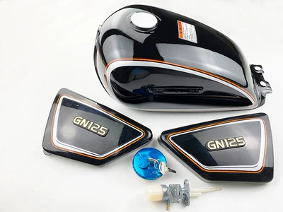 Fuel tank — GN125 fuel tank, Zhujiang Prince - fuel-tank-large-floral-black-side-cover-switch-cap
