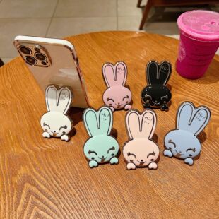 Cartoon Cute Rabbit Mobile Phone Desktop Folding Stretchable Bracket Girls Chasing Play Back-Sticking Mobile Phone Case Trendy Bracket