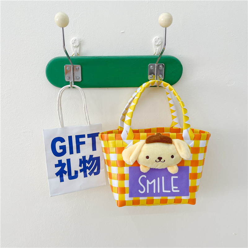 2023 Nueva Chica frito de la calle cesta de verduras bolso tejido PC bolso tejido de color portátil cesta de dibujos animados lindo bolsa de playa