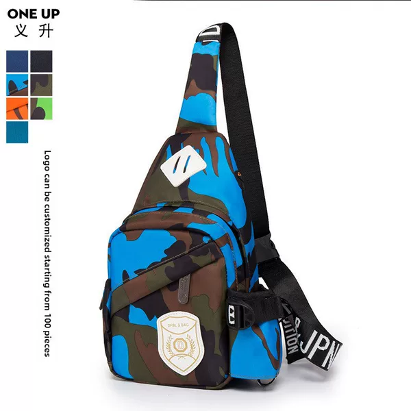 Cross-Border Men's and Women's Bags, Korean Style Casual Sports Waist Bags, Trendy Camouflage Fabric Chest Bags, Cross-Body Shoulder Bags, Custom-Made