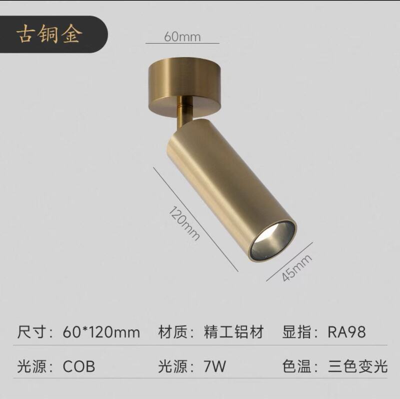 明装叠可调角度极简中古风锈钢电镀led家用背景墙防眩射灯|undefined