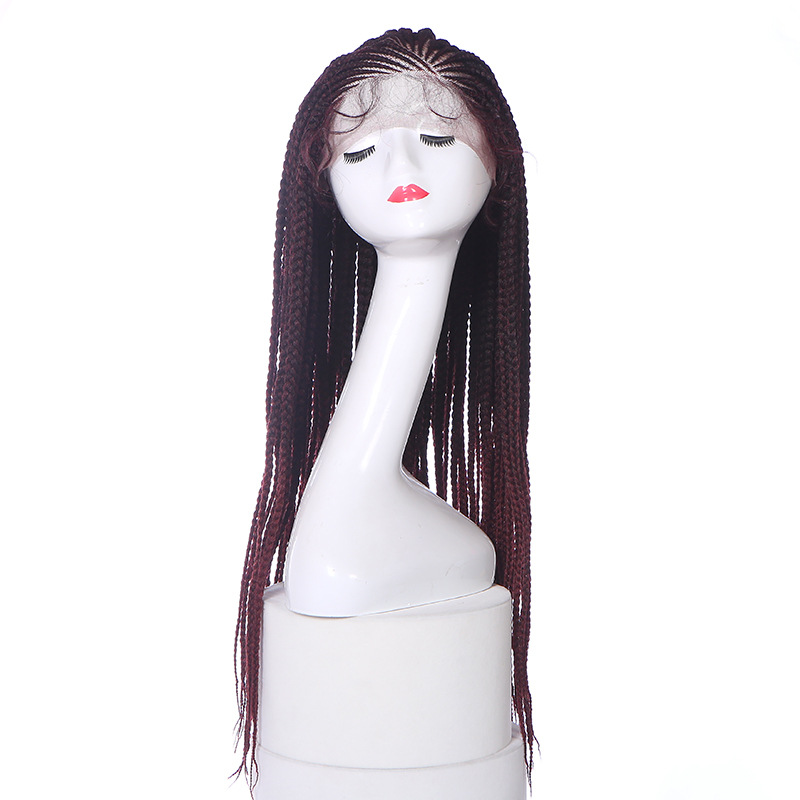 Modelo de moda de Europa y los Estados Unidos en color de dos hebras de fibra de fricción de cuerda trenzada reggae cabeza peluca de fibra química delantera encaje LW0229