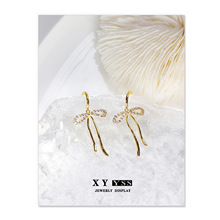 甜美丝带蝴蝶结流苏无耳洞耳夹女名媛气质高级大气精致耳环耳饰品