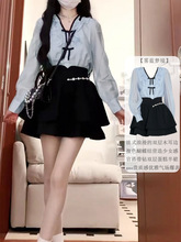 甜美气质衬衫半身裙两件套女士新款设计学院休闲时尚辣妹套装