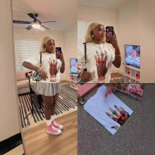 跨境欧美女装夏季同款ins风宽松简约百搭潮牌短袖外贸批发T恤上衣