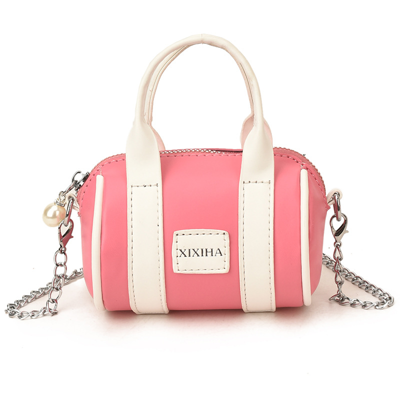 Bolsa de almohada cilíndrica de moda de contraste para niños y niñas bolsas de cadena mini lindas para bebés 2026 nuevas bolsas de accesorios para niños