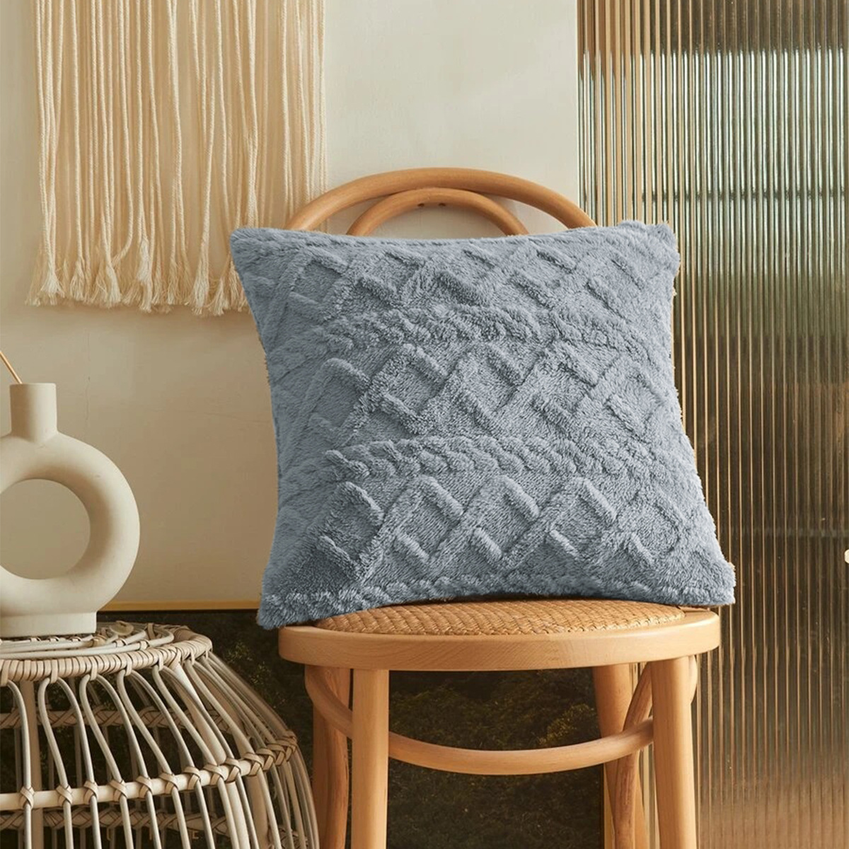 Funda de almohada jacquard de doble cara trenzada transfronteriza, funda de almohada de felpa para sofá, no incluye núcleo de almohada TEMU, envío directo