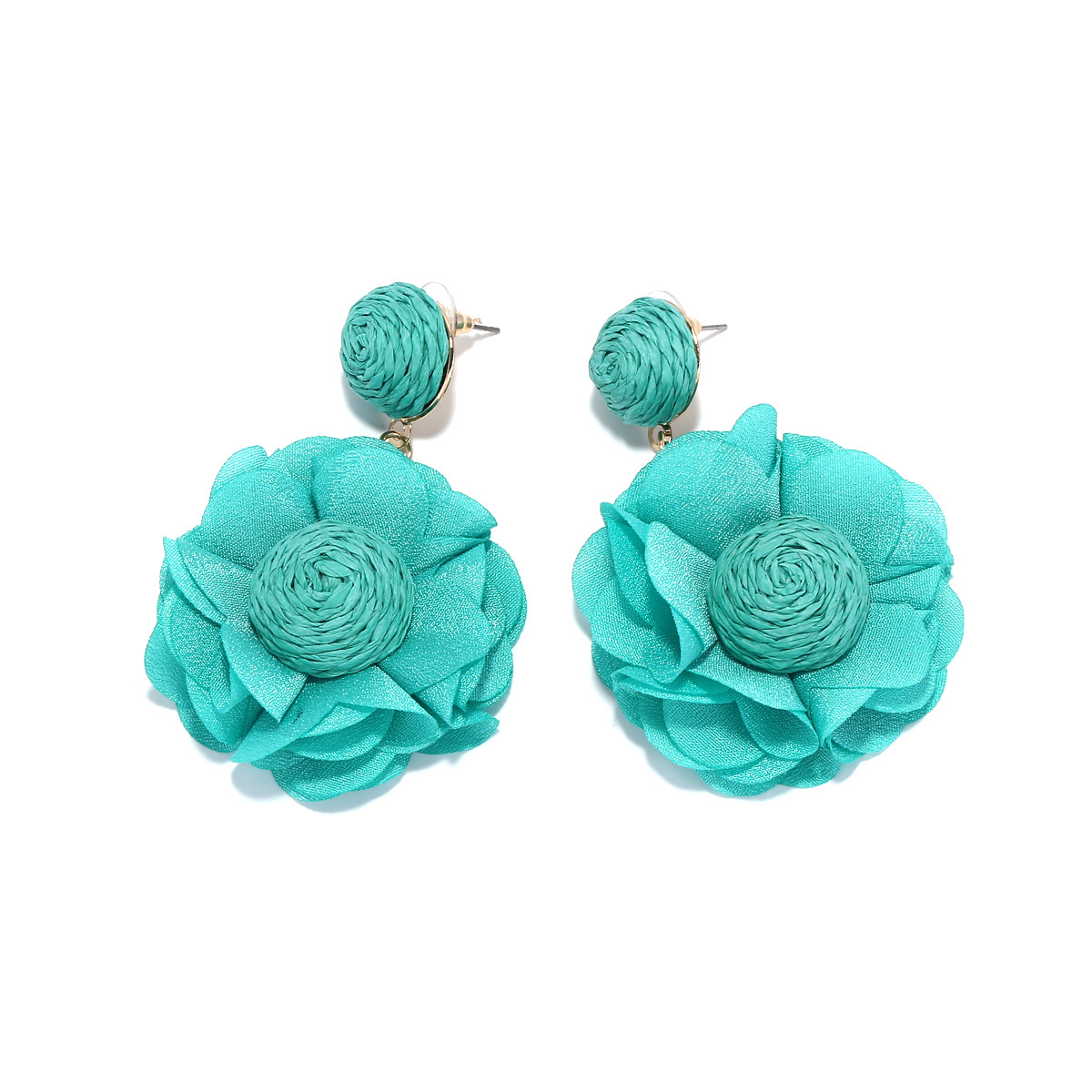 Elegant Sweet Flower Cloth Raffia Women's Drop Earrings 1 Pair display picture 9