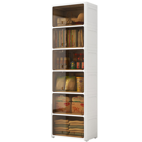 50-inch Wide Sliding Door Storage Cabinet Household Living Room Snack Cabinet Multi-layer Clothing Storage Wardrobe Plastic Display Cabinet