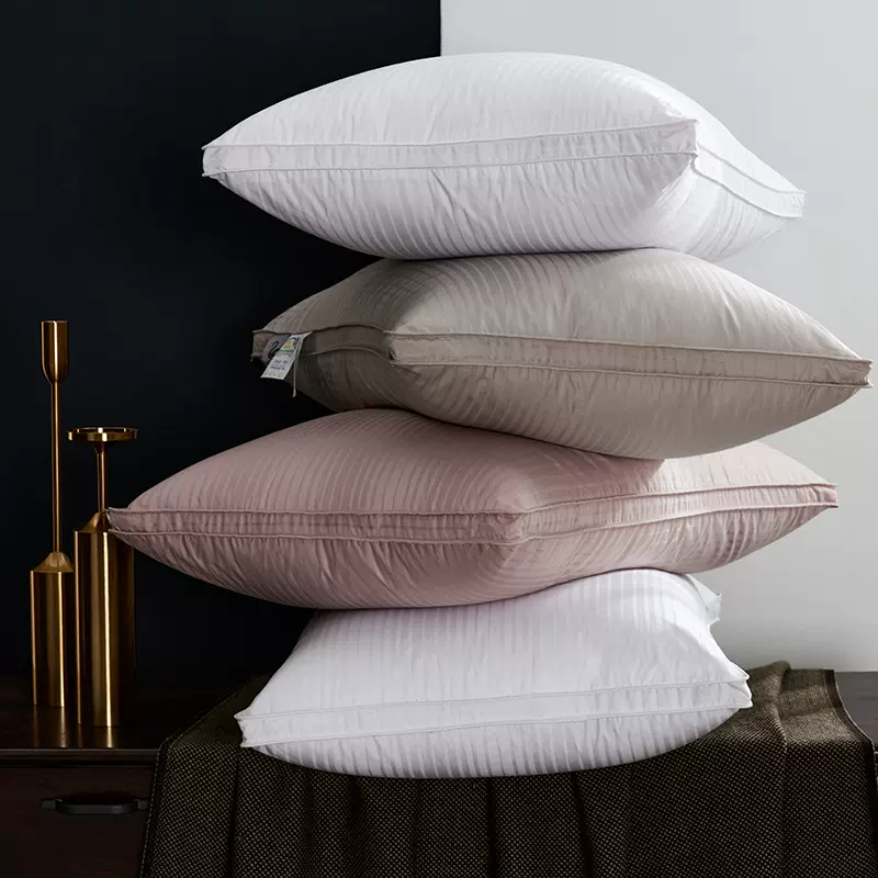 100支全棉枕芯缎纹立体三层羽绒枕纯色酒店枕头民宿家用厂家批发