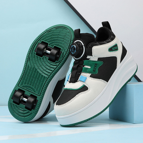 Four-Wheeled Children's Roller Shoes for Boys and Girls, Dual-Row Invisible Wheels, Wheeled Sneakers for Boys and Girls