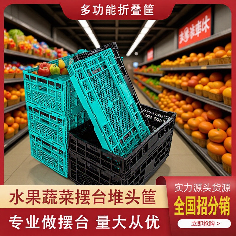 Plastic Foldable Fruit and Vegetable Turnover Boxes Supermarket Fruit Shop Display Racks Shelves Storage Discounts Plastic Foldable Fruit and Vegetable Turnover Boxes Supermarket Fruit Shop Display Racks Shelves Storage Discounts