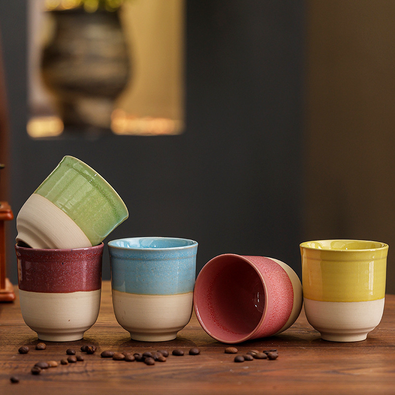 Tasse à thé/café en grès de style japonais Kung Fu, ornée d'un motif artistique, best-seller et personnalisable avec logo._voghion.com