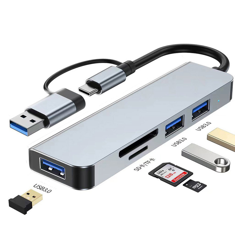 Five-In-One Docking Station USB 3.0 Hub Card Reader Sd Card/Tf Card Reading Notebook Interface Extender