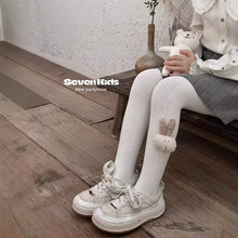 饰品小兔精梳棉女童打底裤2024秋冬新款甜美纯色女童连裤袜代发