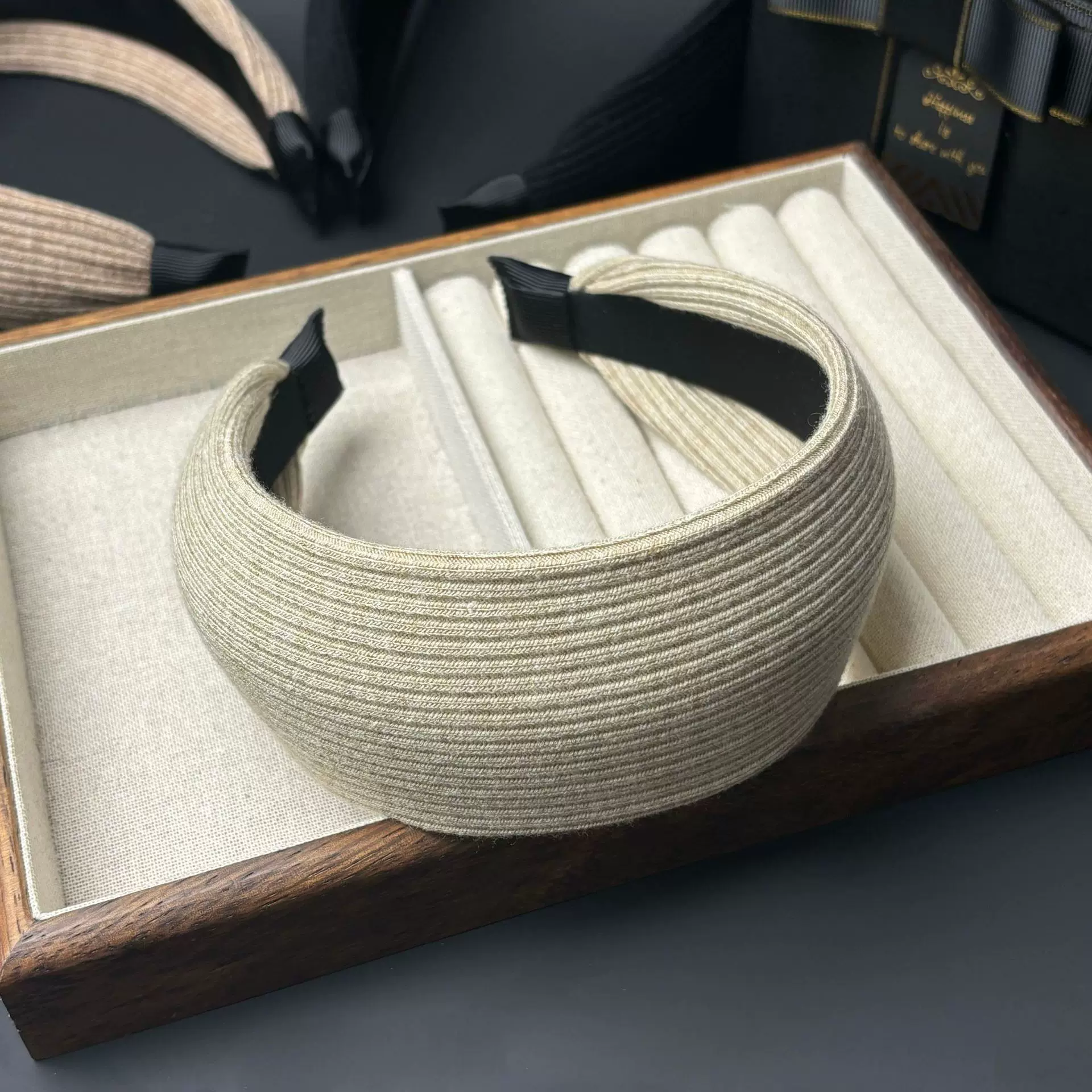 易梦玲同款秋冬法式发箍毛线针织高颅顶头箍女时尚加宽百搭发饰