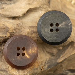 Black Matte Blazer Sweater with Ox Horn Buttons, Coffee Brown Retro Casual Suit Jacket with Natural Buttons