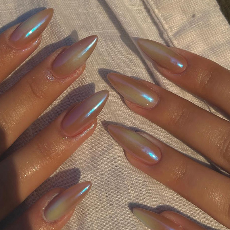 Amélioration des aurores colorées en amande à tête ronde, nouveau produit d'été, faux ongles accrocheurs, amélioration des ongles finis_voghion.com