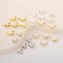 14K包金保色双包扣豆仔扣双耳双边扣收尾手工diy手链项链配件