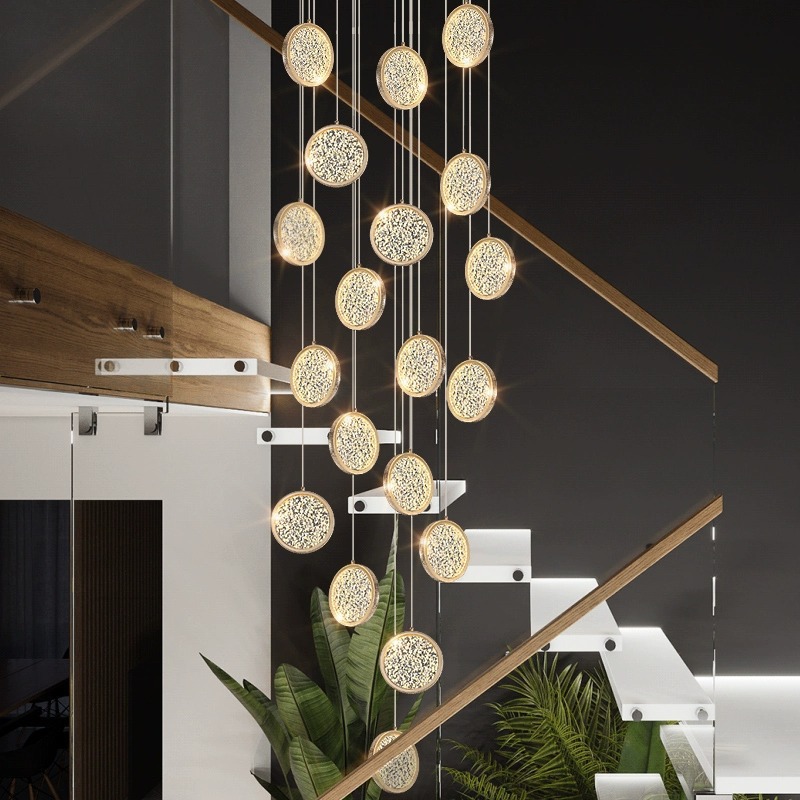 Luz moderna sala de estar escalera lujoso hotel lámpara de lujo ventas lámpara de lujo dúplex creativo loft lámpara de vestíbulo departamento de ventas