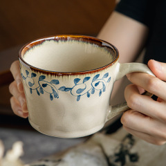 高颜值知风草文艺复古马克杯个性挂耳咖啡杯陶瓷早餐杯跨境出口
