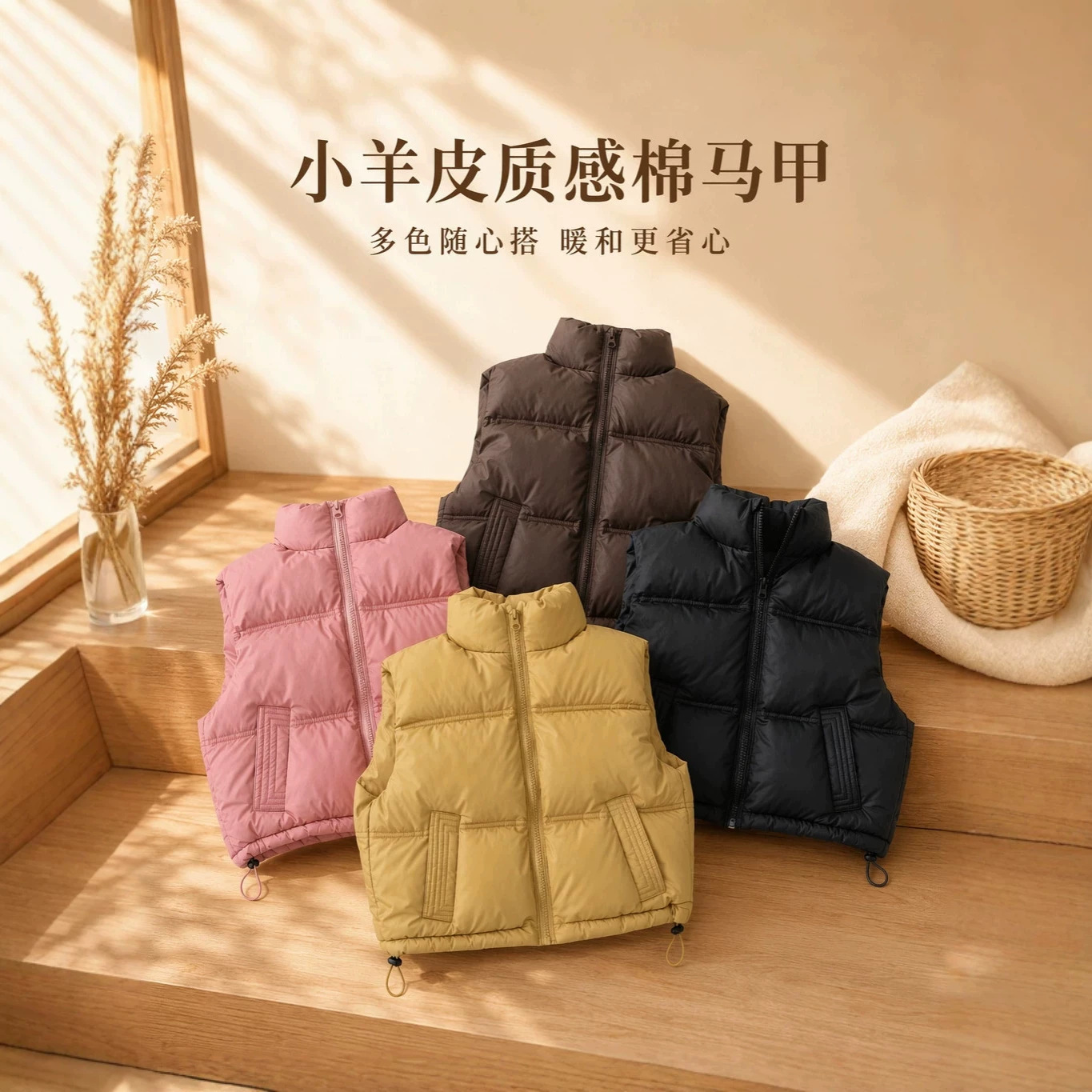 Autumn and winter children's stand-up collar cotton vest, new model for boys and girls, warm and windproof, thickened, washable, baby vest, children's clothing